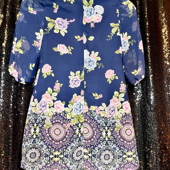 Amy Byer Navy Floral‎ Kids Dress - Picture 6 of 9